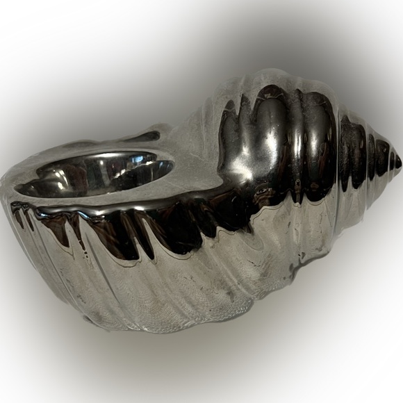 Other - 💥Silver Nautilus Seashell Candle Holder Tea Light Candle Holder Chrome Decor